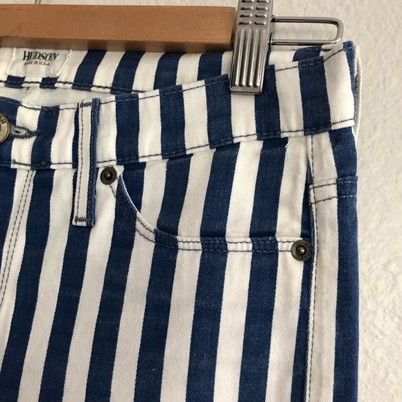 Hudson Jeans Skinny Jean in Blue & White Vertical Stripe Pattern Size 27 - Picture 9 of 12